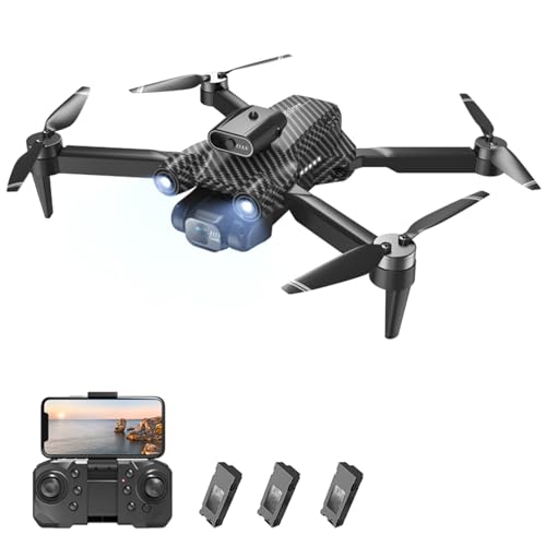 Goolsky Ferngesteuerte Drohne mit Kamera, 4K-Dual-Kamera, 360°-Infrarot-Hindernisvermeidung, bürstenloser Motor, optischer Fluss, schwebender Ferngesteuerter Quadrocopter für Kinder und Erwachsene von Goolsky