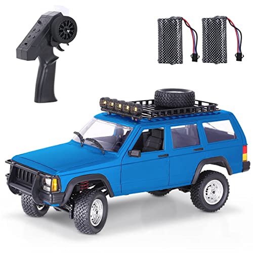 Goolsky MN-78 RC Crawler 4WD 2,4GHz 1/12 Off-Road Gebürstet LKW Geländekletterauto, 7,4V Batterie mit Hoher Kapazität, 3 Offene Türen LED-Licht Geschenke für Kinder Erwachsene (Blau, 2Batterien) von Goolsky