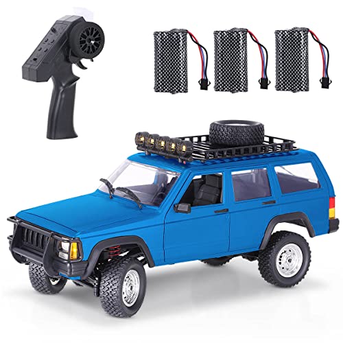 Goolsky MN-78 RC Crawler 4WD 2,4GHz 1/12 Off-Road Gebürstet LKW Geländekletterauto, 7,4V Batterie mit Hoher Kapazität, 3 Offene Türen LED-Licht Geschenke für Kinder Erwachsene (Blau, 3Batterien) von Goolsky