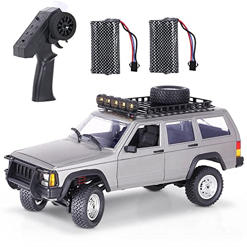 Goolsky MN-78 RC Crawler 4WD 2,4GHz 1/12 Off-Road Gebürstet LKW Geländekletterauto, 7,4V Batterie mit Hoher Kapazität, 3 Offene Türen LED-Licht Geschenke für Kinder Erwachsene Silber 2Batterien von Goolsky