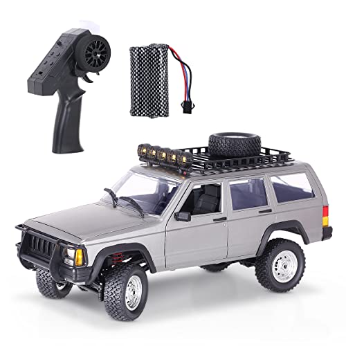 Goolsky MN-78 RC Crawler 4WD 2,4GHz 1/12 Off-Road Gebürstet LKW Geländekletterauto, 7,4V Batterie mit Hoher Kapazität, 3 Offene Türen LED-Licht Geschenke für Kinder Erwachsene Silber 1 Batterie von Goolsky