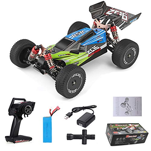 Goolsky Wltoys 144001 Ferngesteuertes Auto 60 km/h Bürstenloser RC Car 1/14 Off-Road Auto Hochgeschwindigkeits 2,4GHz 4WD RTR Buggy Metall Wiederaufladbare Geschenke für Erwachsene Kinder 2200mAh Akku von Goolsky