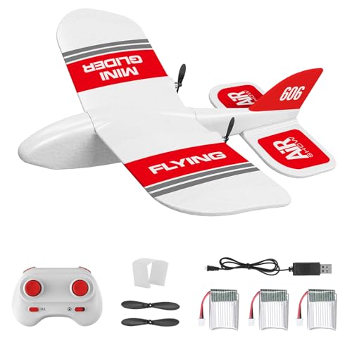 Fernbedienung Glider RC Air Flugzeuge 2,4 GHz 2CH Fixed Wing EPP Schaum Mini Glider Built-in Gyro System Mini Indoor RC Glider Flugzeug Modell Spielzeug für Kinder und Erwachsene Geschenke KF606 von Goolsky