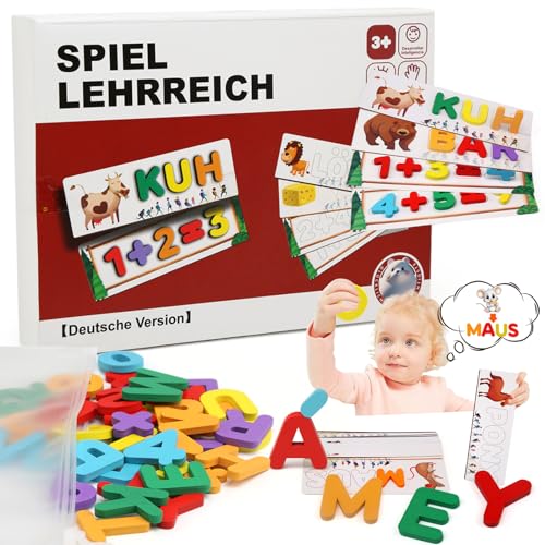 Goorder Buchstaben Lernen Lernspiele, Montessori Spielzeug ab 3 Jahre, Vorschule Spiele Holz Steckpuzzle Kinderspielzeug Geschenk ab 3 4 5 6 7 8 Jahren Jungen und Mädchen, Deutsch von Goorder