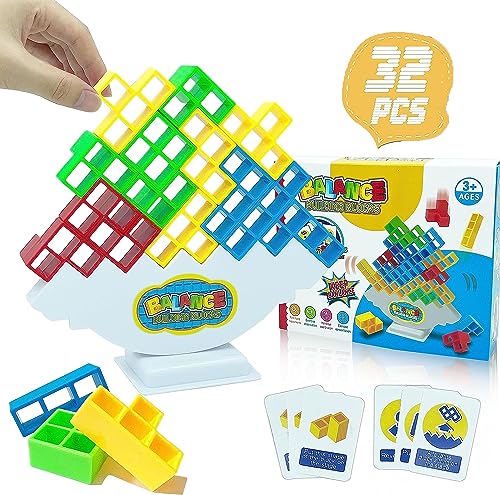 Goorder Balance Spielzeug, Kreative Stapelspiel Tower Game, Stapeln Bausteine Balancespiel Puzzlespiele Geschenke für Kinder Jungen und Mädchen ab Jahre 3+ (32 Pcs) von Goorder