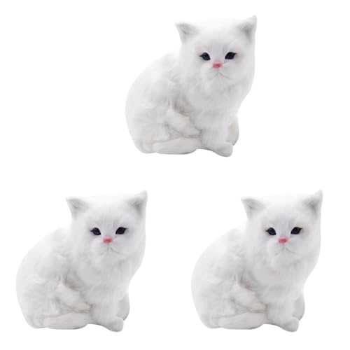 Goorvoucs 3X Realistische SüßE Simulation GefüLlte PlüSch WeißE Persische Katzen Spielzeug Katze Puppen Tisch Dekor Kinder MäDchen von Goorvoucs