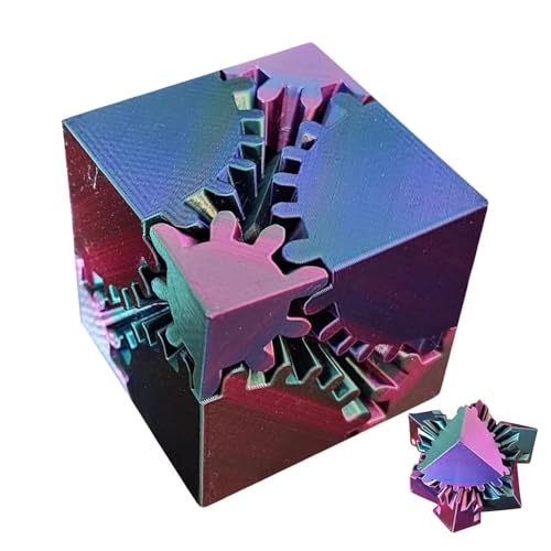 Cube Gear Fidget Toy, 3D-gedrucktes Gear Cube Fidget Toy, Fidget Toy Cube, entspannendes Handgerät für Erwachsene, Schreibtischspielzeug, für sensorische Bedürfnisse und Autismus von Goowafur