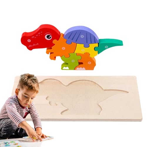 Goowafur Dinosaurier-Puzzles für Kinder, Holzpuzzles für Kinder - Cartoon Dinosaurier Holzpuzzle Lernspielzeug,Frühlernendes Kinder-Puzzlespielzeug für Kinder, und Mädchen ab 3 Jahren von Goowafur