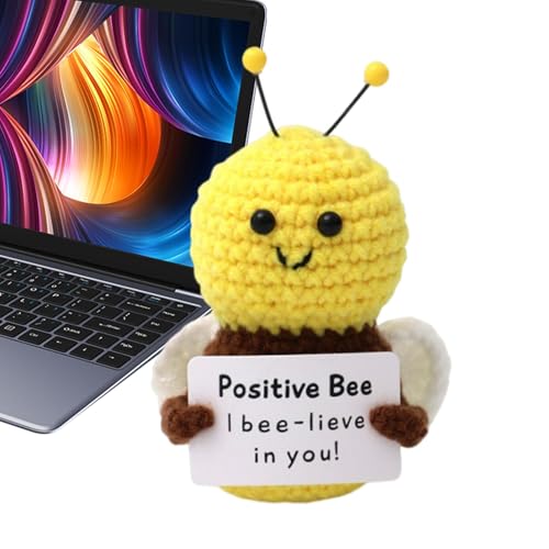 Goowafur Emotionale Unterstützung Häkelbiene,Positive Häkelbienenpuppe | Handgemachter emotionaler süßer Bienenfreund | Lustige gestrickte Sachen zur emotionalen Unterstützung, Gurkenkartoffel für von Goowafur