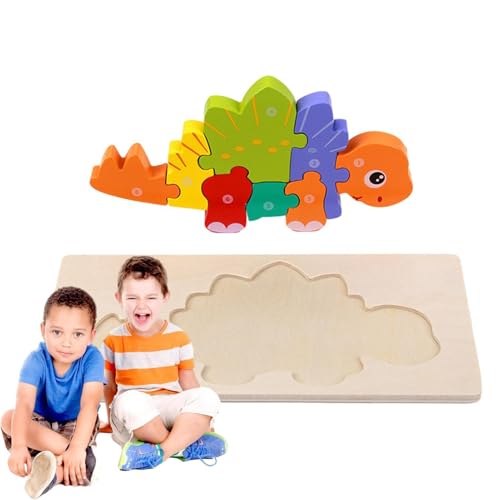 Goowafur Holz-Dinosaurier-Puzzles, pädagogisches -Cartoon-Puzzle | Cartoon Dinosaurier Holzpuzzle Lernspielzeug | Frühlernendes Kinder-Puzzlespielzeug für Kinder, und Mädchen ab 3 Jahren von Goowafur