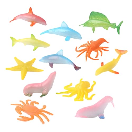 Goowafur Marine Tierfiguren, realistische Meerestierfiguren - Tiny Sea Creature Toys Set von 12 | Leuchtet in der Dark Model Collection Lernspielzeug für Kinder Kinder von Goowafur