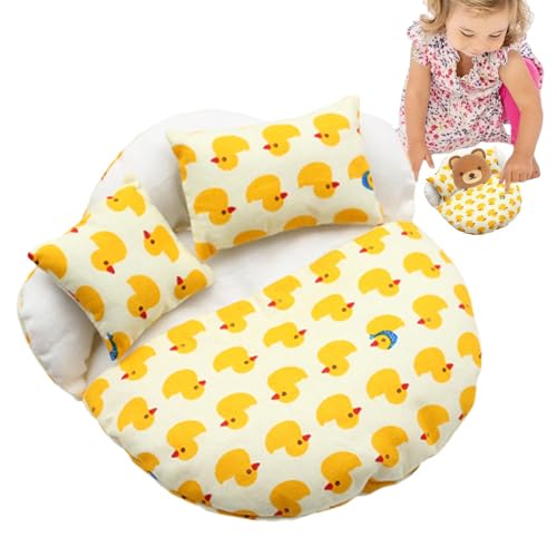 Goowafur Schlafsack für Puppe, Puppenbett,Spielbett mit 2 Kissen - Puppenschlafzimmerzubehör, kleines Schlafsackbett, süße Zimmerdekoration für Mädchen von Goowafur