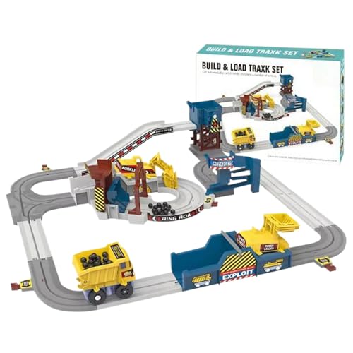 Goowafur Toy Car Track, Rennstrecke - Sichere Abenteuerstrecke Engineering Train | Flexible Stammgebäudespielzeug, Auto -Spielset, Montage des Elektrowagens für Innen- und Außenbereiche von Goowafur