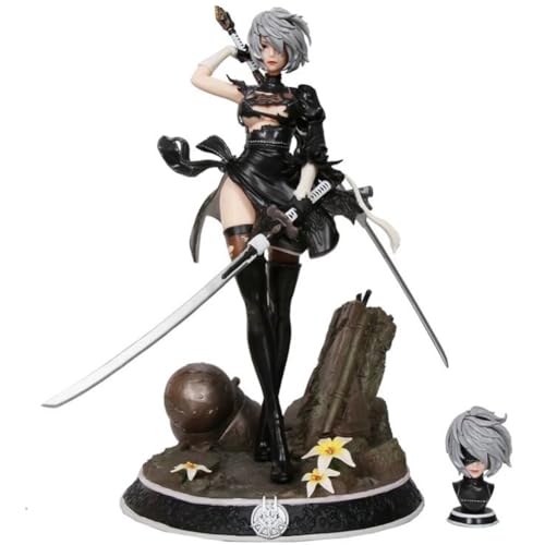 2B Figur Anime Figuren 2B Anime Action Figure No.2 Type B Figur Auswechselbares Zubehör Beautiful Girl Modell Statue PVC Skulptur Desktop Dekoration 33CM von Gooyeh