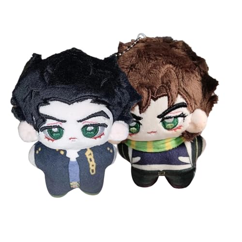 2PCS Joseph Joestar Figure Soft Plush Pillow, 10CM, Cujoh Jolyne Stuffed Pendant Keychain Anhänger, Kakyōin Noriaki, Anime Soft Figure Hug Pillow Pendant, Schultasche Dekoration von Gooyeh