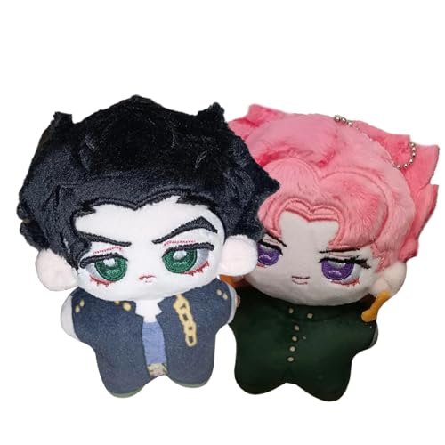 2PCS Joseph Joestar Figure Soft Plush Pillow, 10CM, Cujoh Jolyne Stuffed Pendant Keychain Anhänger, Kakyōin Noriaki, Anime Soft Figure Hug Pillow Pendant, Schultasche Dekoration von Gooyeh