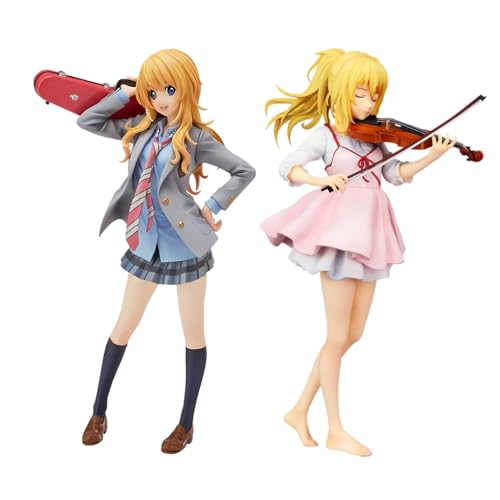 2PCS Miyazono Kaori Figur, Your Lie in April Charakter Figur, Anime Figuren, Rosa Kleid Modell, Veränderbare Gesichtsausdrücke, Sammlerstücke Geschenk 22CM+20CM von Gooyeh