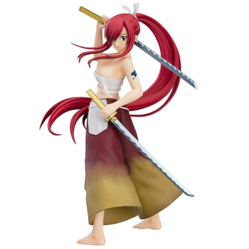 Anime Fairy Tail Figur, Lucy Heartfilia/Erza Scarlet Figur Statuen, 17CM PVC Cartoon Modell Dekoration, Ornamente Sammlerstücke Geschenk von Gooyeh