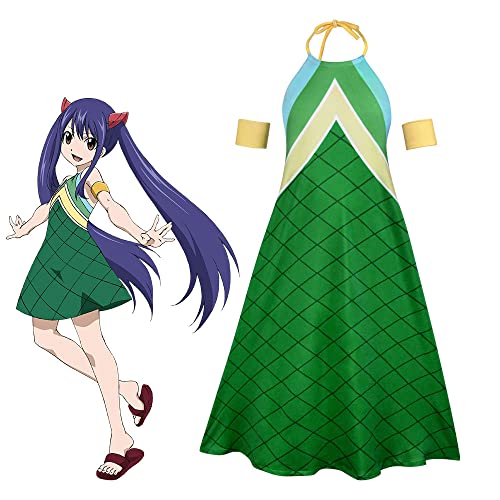 Fairy Tail Cosplay Wendy Marvell Cosplay Kostüm Damen Grünes Camisole Halloween Weihnachten Anime Party Outfit für Mädchen von Gooyeh