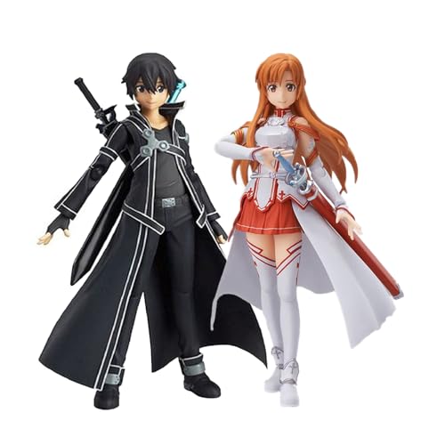 Gooyeh 2PCS Anime Figuren Yuuki Asuna Figur Kirito Statue PVC Statue Bewegliches und austauschbares Zubehör Modell Ornamente Büro Dekorationen Sammlerstück von Gooyeh