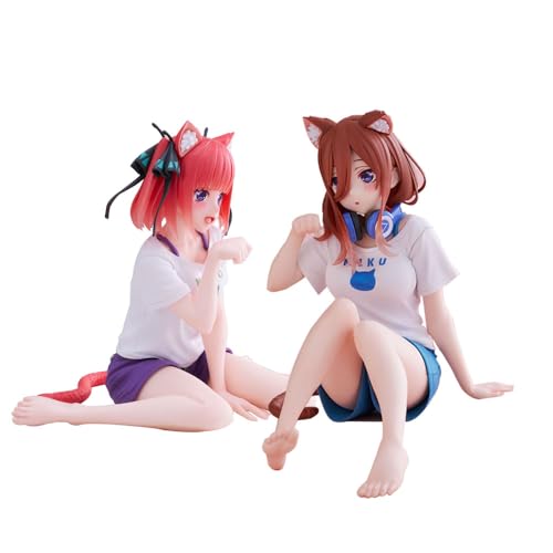 Gooyeh 2PCS Anime The Quintessential Quintuplets Actionfigur Nakano Nino Statue Figur PVC Skulptur Ornamente Sammlerstück Geschenke 13CM von Gooyeh