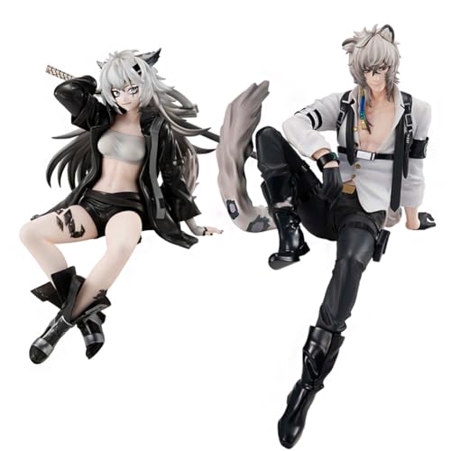 Gooyeh 2pcs Arknights Anime Figuren Enciodes Silverash & Lappland Action Figuren PVC Statue Modell Desktop Ornament Geschenk Set 19cm von Gooyeh