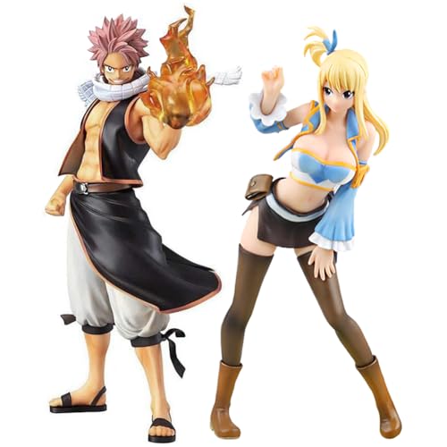 Gooyeh 2pcs Fairy Tail Anime Figur Natsu Dragneel und Lucy Heartfilia Figur PVC Statue Modell Ornamente Desktop Dekorationen sammelbare Geburtstagsgeschenk21cm+22cm von Gooyeh