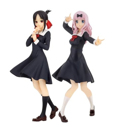 Gooyeh 2pcs Kaguya-sama: Liebe ist Krieg Figur Fujiwara Chika und Shinomiya Kaguya Anime Figur PVC Statue Modell Ornamente Home Dekorationen Sammlerstücke Figuren18cm von Gooyeh