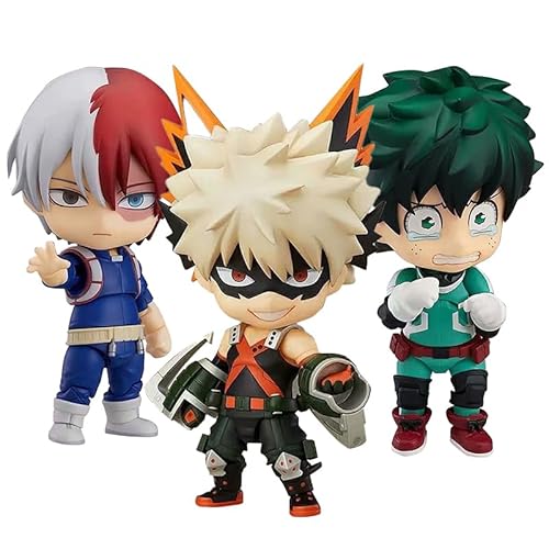 Gooyeh 3PCS MHA Figuren, Todoroki Shouto Figur, Anime Bakugou Katsuki Actionfigur, 10CM, Modell Midoriya Izuku Figur, Anime Dekoration, Geschenke, Sammlerstück von Gooyeh