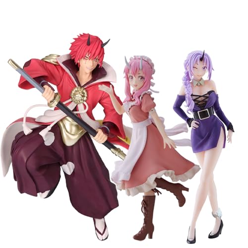 Gooyeh 3PCS That Time I Got Reincarnated as a Slime Shuna Figure, Shion Figur, PVC Sculpture Statue, Pink Maid Dress,Benimaru Manga Figuren,Home Dekoration Sammlerstücke Geschenke von Gooyeh