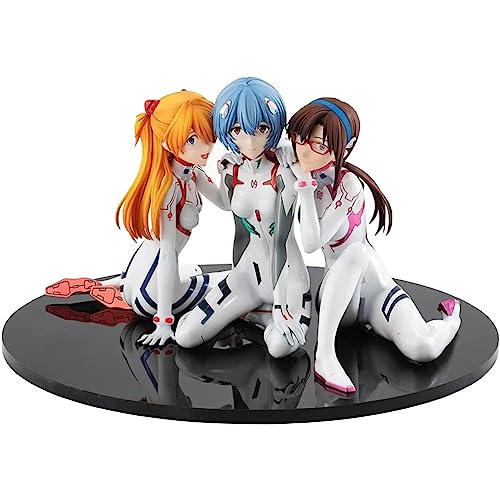 Gooyeh 3pcs Ayanami Rei Figure Mari Makinami Illustrious Asuka Langley Soryu Anime Girls Figure Sitting Pose Ornament Statue Model Sammlerstücke Geburtstag von Gooyeh