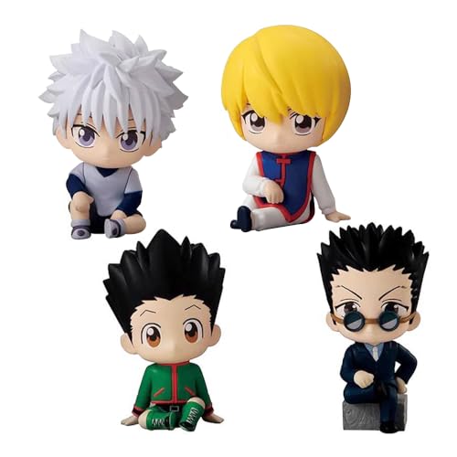 Gooyeh 4 Stück Killua Zaoldyeck Figur Leorio PaladiKnight Figur Hisoka Anime GON·Freecss Actionfigur Desktop Dekoration Ornamente Sammlerstücke Fans Geschenke 6CM von Gooyeh