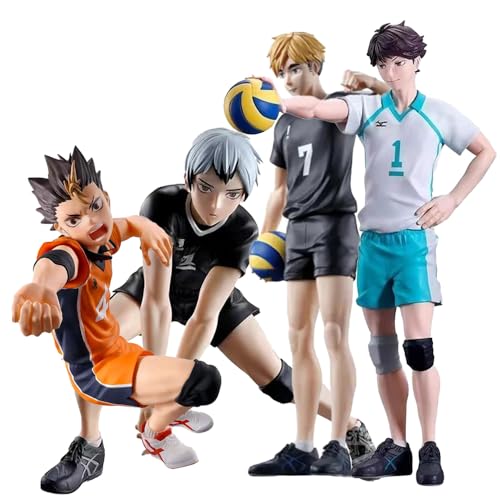 Gooyeh 4 x Haikyuu Figur Anime Oikawa Tooru Figur Haikyuu Statue Modell Nishinoya Yu Figur Haikyuu Miya Atsumu Skulptur PVC-Skulptur Desktop Ornament Sammlerstück für Fans von Gooyeh