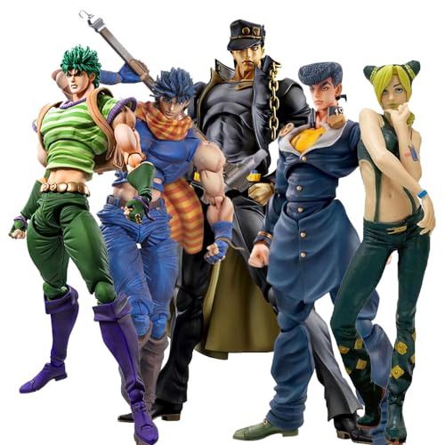 Gooyeh 5pcs Kujo Jotaro/Higashikata Josuke/Jonathan Joestar/Joseph Joestar/Cujoh Jolyne Anime Figurenset Statue Spielzeug Modell Action Figur Sammlung Geschenk17-25cm von Gooyeh