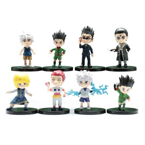 Gooyeh 8PCS Anime Hisoka Actionfigur Statue, Killua Zaoldyeck Figur, 6,5CM Kurapika GON·Freecss Chrollo Lucilfer Hisoka Figure Cartoon Statue Modell Desktop Dekoration Ornamente Sammlerstücke Fans von Gooyeh