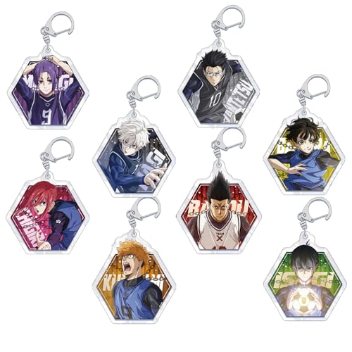 Gooyeh 8PCS Blue Lock Schlüsselanhänger Anime Zeichen Acryl Schlüsselanhänger niedliche Puppe Rucksack Handy Anhänger Schlüsselring von Gooyeh