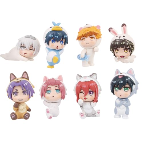 Gooyeh 8pcs Blue Lock Actionfiguren Chigiri Hyoma/Seishiro Nagi/Bachira Meguru/Isagi Yoichi/Rin Itoshi schlafende Anime Figuren Statue Modell Ornament Collectible Gifts,8CM von Gooyeh