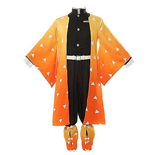 Gooyeh Anime Agatsuma Zenitsu Cosplay Kostüm Anzug Agatsuma Zenitsu Kostüm Herren Robe Jacket Kleidung Accessoires Halloween Karneval Party für Kostüm Erwachsene von Gooyeh