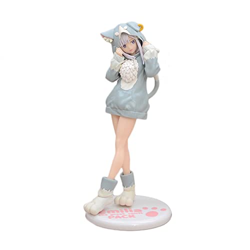 Gooyeh Anime Emilia Figur Katzenohr Mantel Version PVC Statue Dekoratives Spielzeug Niedliche Figurensammlung Geschenk 20cm von Gooyeh