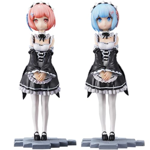 Gooyeh Anime Figur, Rem Figur, Ram Figuren Statue, 17CM, Stehendes Modell Anime-Skulptur Maid Kostüm, Handgefertigte Modell, Sammlerstück, Desktop-Dekoration von Gooyeh