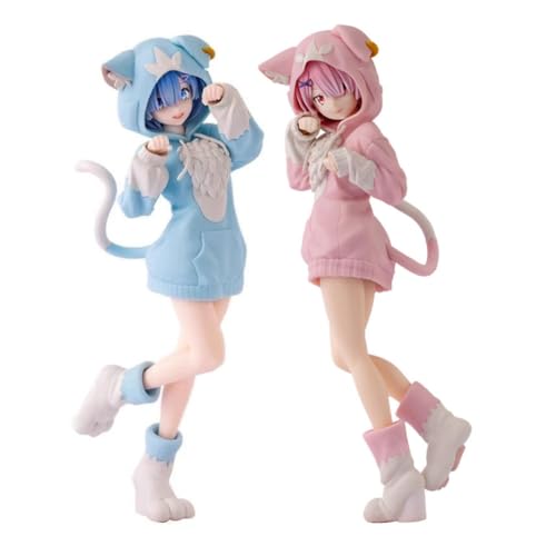 Gooyeh Anime REM Figur, Re:0 rosa Schönheit Remu/RAM Statue Modell, PVC Cartoon Charakter Skulptur, Desktop Dekoration Home Dekoration Sammlerstücke Geschenke 21CM von Gooyeh