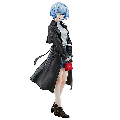 Gooyeh Ayanami Rei Figur Anime Girl Sculpture Modell Schwarzer Trenchcoat Modell Ayanami Rei Anime Charakter 20CM Anime-Geschenke Desktop-Display Sammlerstück von Gooyeh