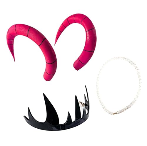 Gooyeh Hazbin Hotel Cosplay Requisiten, Lillth.Morningstar Kopfschmuck, Kronen, Halsketten, Halloween Karneval Party Requisiten, Cosplay Zubehör von Gooyeh