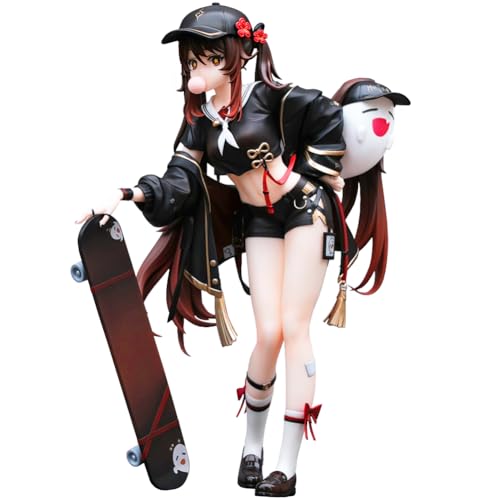 Gooyeh Hu Tao Figur Spielcharakter Anime Spiel Statue Stehendes Skateboard Modell Hutao Figuren Actionfigur Desktop Ornamente Spiel Fans Sammlerstücke Geschenke 23cm von Gooyeh