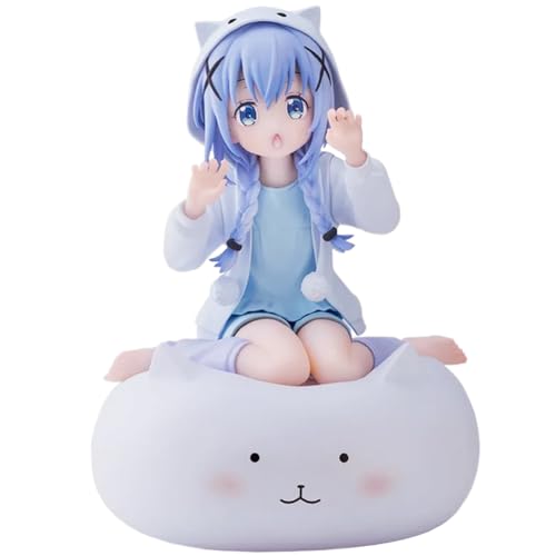 Gooyeh Kafuu Chino Figure Anime Nudelstopper Figur Kniende Anime-Skulptur 15CM Auto Dekoration Kafuu Chino Skulptur Illustration Einer schönen Mädchen-Serie Desktop-Dekoration Sammlerstück für Fans von Gooyeh