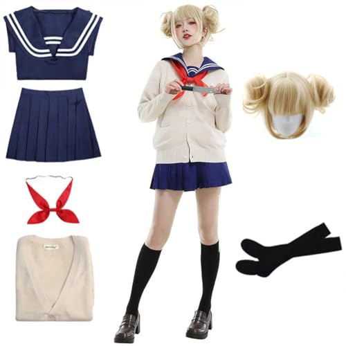 Gooyeh MHA Cosplay Toga Himiko Cosplay Kostüm Schulmädchen Uniform MHA Toga Himiko JK Kleid Anime Outfit Komplettes Set für Halloween Party von Gooyeh