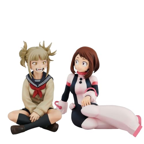 Gooyeh MHA Figur, 2 Stück, Toga Himiko Figur Uraraka Ochako Anime Figur MHA Figuren PVC Statue Modell 10CM Toga Himiko Statue Uraraka Ochako Merch Sammlerstück Sammlerfigur Auto Skulptur von Gooyeh