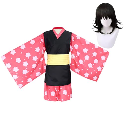 Gooyeh Makomo Cosplay Kostüm, Damen-Kimono-Kleid für Cosplay, Sabito Cosplay Outfit Set, Japanischer Anime Kimono Robe Set, Halloween Party Kostüme von Gooyeh