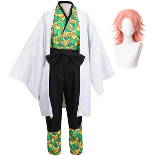 Gooyeh Makomo Cosplay Kostüm, Damen-Kimono-Kleid für Cosplay, Sabito Cosplay Outfit Set, Japanischer Anime Kimono Robe Set, Halloween Party Kostüme von Gooyeh