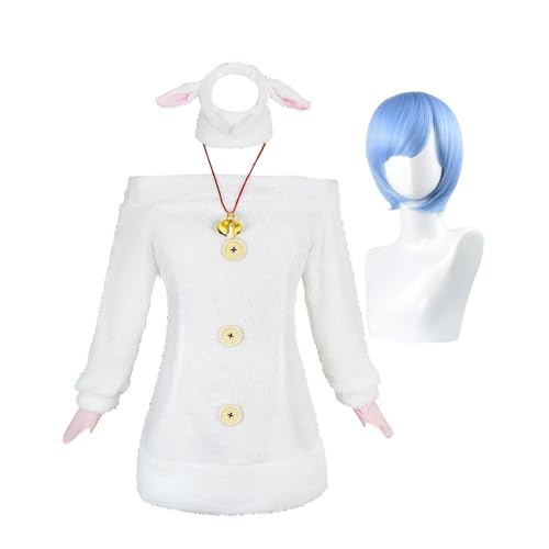 Gooyeh Rem Cosplay Kostüm Anime Remu Cosplay für Erwachsene Re:0 Cosplay Full Set Halloween Rollenspiel Party Dress Up Anzug mit Perücke für Frauen Mädchen von Gooyeh